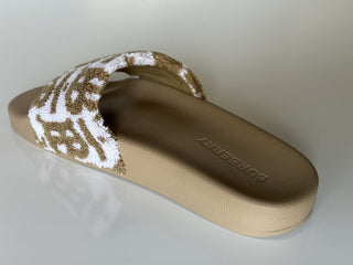 Burberry Furley Womens TB Beige/White Slides Sandals 11 US (41) 8056745 NIB $490