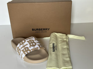 Burberry Furley Womens TB Beige/White Slides Sandals 11 US (41) 8056745 NIB $490