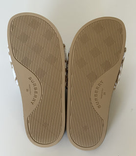 Burberry Furley Womens TB Beige/White Slides Sandals 11 US (41) 8056745 NIB $490