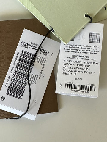 Burberry Furley Womens TB Beige/White Slides Sandals 11 US (41) 8056745 NIB $490