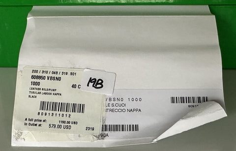 Bottega Veneta Tubular Lagoon Intrecciato Leather Black Shoes 10 US 608850 $1150