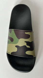 Burberry Camouflage Green Slides Sandals 12 US (45 Euro) 8042712 NIB $370