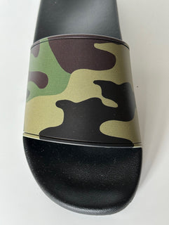 Burberry Camouflage Green Slides Sandals 12 US (45 Euro) 8042712 NIB $370