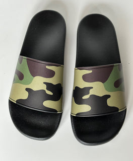 Burberry Camouflage Green Slides Sandals 12 US (45 Euro) 8042712 NIB $370