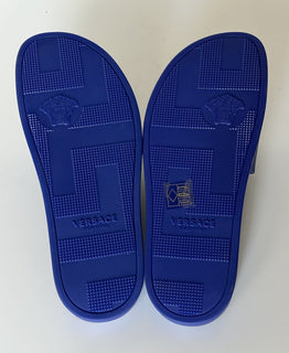 Versace Smiley Medusa Slides Sandals Blue/Lime 10 US (43 Eu) DSU6516 IT NIB $450