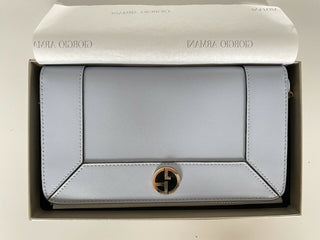 Giorgio Armani Blue Leather Women's Zip Around Wallet Y1H274 Made in Italy NIB