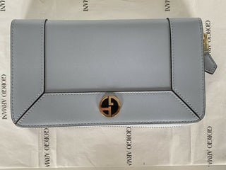 Giorgio Armani Blue Leather Women's Zip Around Wallet Y1H274 Made in Italy NIB