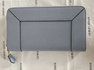 Giorgio Armani Blue Leather Women's Zip Around Wallet Y1H274 Made in Italy NIB
