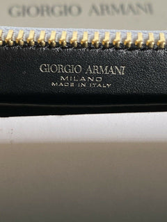 Giorgio Armani Blue Leather Women's Zip Around Wallet Y1H274 Made in Italy NIB