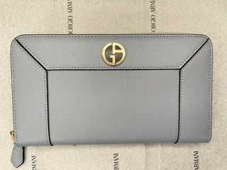 Giorgio Armani Blue Leather Women's Zip Around Wallet Y1H274 Made in Italy NIB