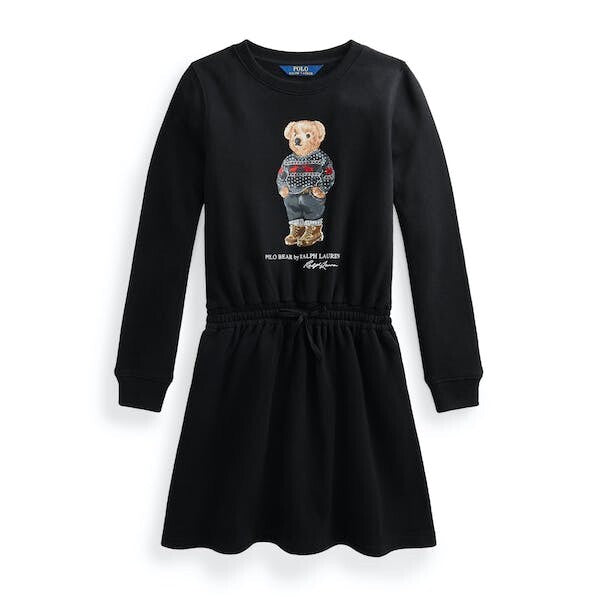 Polo Ralph Lauren Bear Girls Black Dress M (8-10) NWT