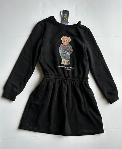 Polo Ralph Lauren Bear Girls Black Dress M (8-10) NWT
