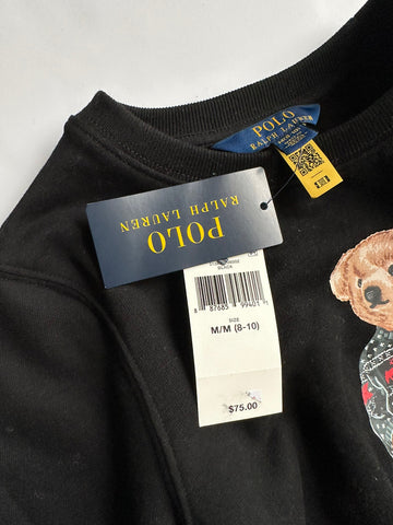 Polo Ralph Lauren Bear Girls Black Dress M (8-10) NWT
