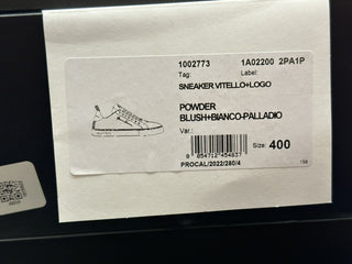 Versace Low Top Blush/White Leather Sneakers 10 US (40 Euro) 1002773 NIB $750