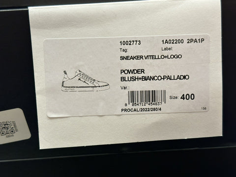 Versace Low Top Blush/White Leather Sneakers 10 US (40 Euro) 1002773 NIB $750