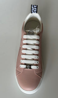 Versace Low Top Blush/White Leather Sneakers 10 US (40 Euro) 1002773 NIB $750