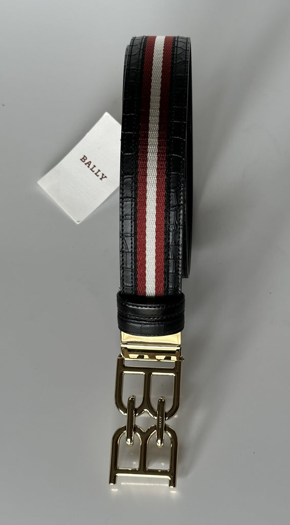 Bally Men's Double Sided B Chain Black Belt 42/105 Italy 630001 NWT $325