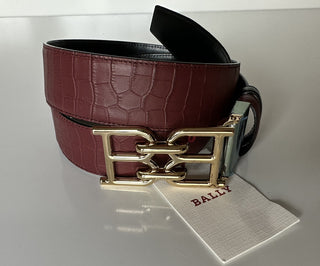 Bally Men's Double Sided B Chain Heritage Red Belt 38/95 Italy 630037 NWT $325