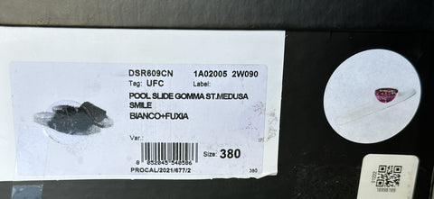 Versace Smiley Medusa Slides Sandals White/Fuxia 8 US DSR609CN Italy NIB $500