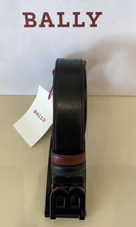 Bally Men's Double Sided B Buckle Black/Red Belt 44/110 IT 6301461001 NWT $450