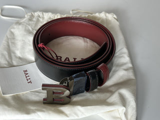 Bally Men's Double Sided B Buckle Black/Red Belt 44/110 IT 6301461001 NWT $450