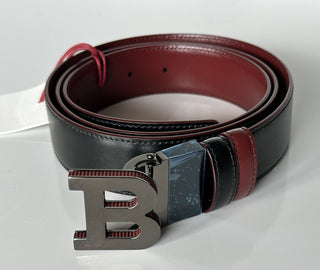 Bally Men's Double Sided B Buckle Black/Red Belt 44/110 IT 6301461001 NWT $450