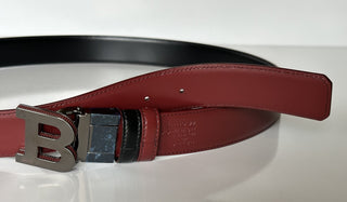 Bally Men's Double Sided B Buckle Black/Red Belt 44/110 IT 6301461001 NWT $450