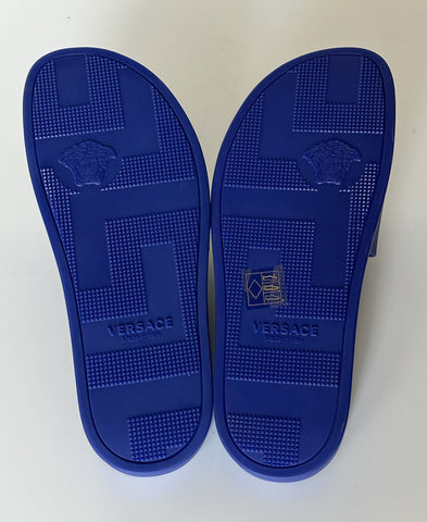 Versace Smiley Medusa Slides Sandals Blue/Lime 14 US (47) DSU6516 IT NIB $450