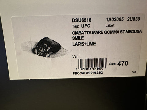 Versace Smiley Medusa Slides Sandals Blue/Lime 14 US (47) DSU6516 IT NIB $450