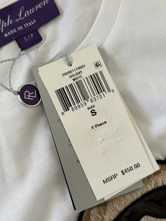 NWT $450 Polo Ralph Lauren Purple Label Bear White Long Sleeve T-Shirt S IT