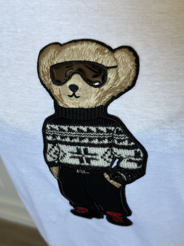 NWT $450 Polo Ralph Lauren Purple Label Bear White Long Sleeve T-Shirt S IT