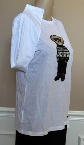 NWT $450 Polo Ralph Lauren Purple Label Bear White Long Sleeve T-Shirt S IT
