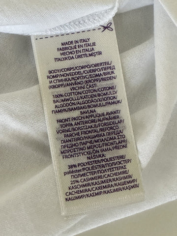 NWT $450 Polo Ralph Lauren Purple Label Bear White Long Sleeve T-Shirt S IT