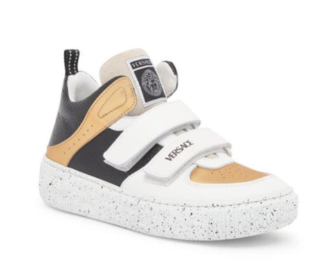 Versace La Greca Boys High Top Sneakers 34 Euro (9.7" Length) Italy NWT $575