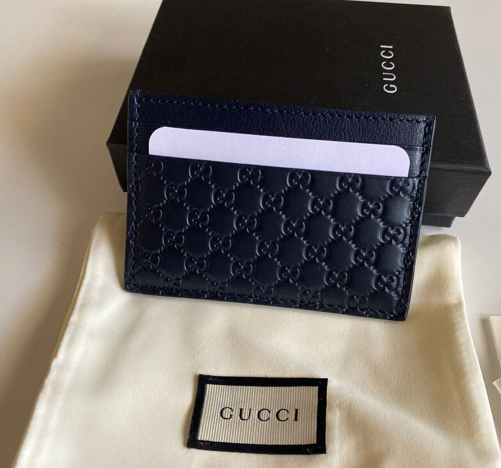 Gucci Microguccissima Soft  Blue Leather Card Case Made in Italy 262837 NWT