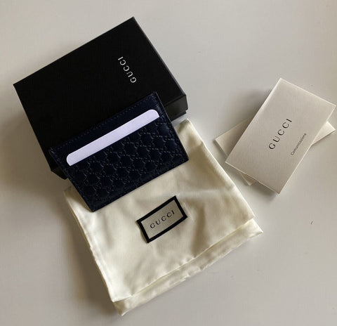 Gucci Microguccissima Soft  Blue Leather Card Case Made in Italy 262837 NWT