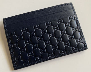 Gucci Microguccissima Soft  Blue Leather Card Case Made in Italy 262837 NWT