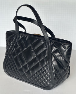 Versace Greca Small Quilted Goddess Calf Leather Black Tote Bag 1009438 IT NWT