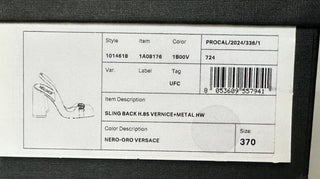 Versace Medusa Head Sling Back Patent Leather Black Shoes 7 US 1014618 NIB $1000