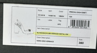 Versace Medusa Head Sling Back Patent Leather Black Shoes 8 US 1014618 NIB $1000