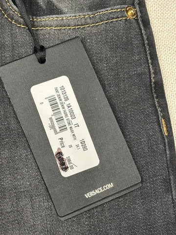 Versace Womens Stone Washed Denim Gray Jeans Size 25 US Italy 1013135 NWT $950