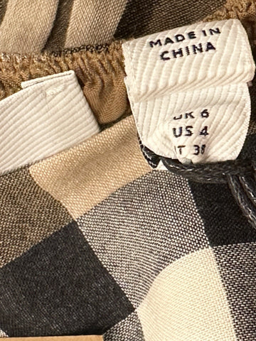 Burberry Delilah Women’s Toupe Brown Check Dress 4 US (38 Euro) 8099412 NWT $820