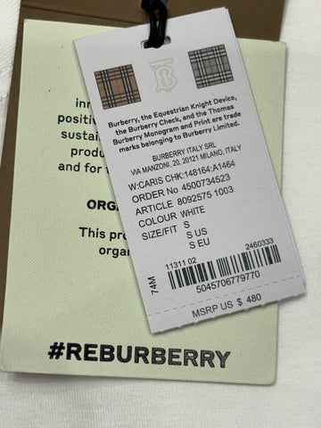 Burberry Caris Check White T-shirt S (Oversized) 8092575 NWT $480