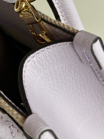 Gucci Womens Jumbo GG Canvas/Leather Mini Shoulder Tote Bag Purple 671623 NWOT