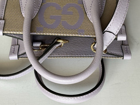 Gucci Womens Jumbo GG Canvas/Leather Mini Shoulder Tote Bag Purple 671623 NWOT