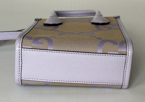 Gucci Womens Jumbo GG Canvas/Leather Mini Shoulder Tote Bag Purple 671623 NWOT