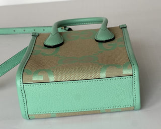 Gucci Womens Jumbo GG Canvas/Leather Mini Shoulder Tote Bag Green 671623 NWOT