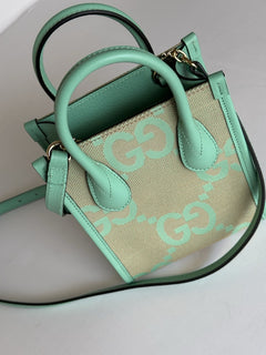 Gucci Womens Jumbo GG Canvas/Leather Mini Shoulder Tote Bag Green 671623 NWOT