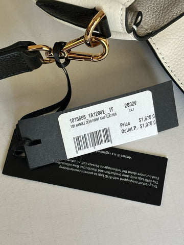 Versace Virtus Grainy Calf Small Black/White Top Handle Bag 1015556 IT NWT $1675