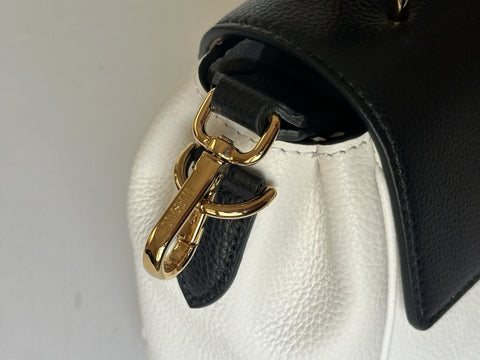 Versace Virtus Grainy Calf Small Black/White Top Handle Bag 1015556 IT NWT $1675